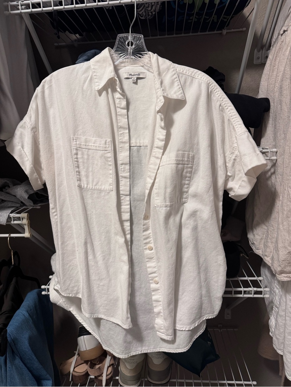 Madewell White Short-Sleeve Button-Down Shirt